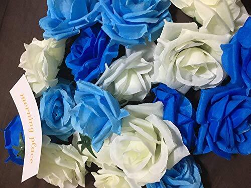 【glaystore】 バラ 造花 ローズ 薔薇 アレンジ 8センチ 50個セット 結婚式 2次会 パーティー ブライダルイベントに (ライトブの画像4