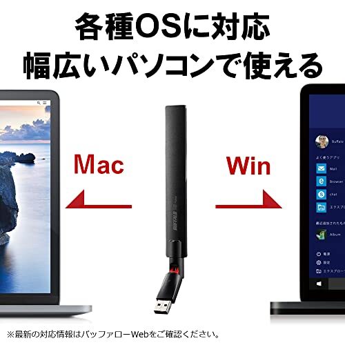 バッファロー WiFi 無線LAN 子機 USB2.0用 11ac/n/a/g/b 433Mbps ビームフォーミング機_画像7