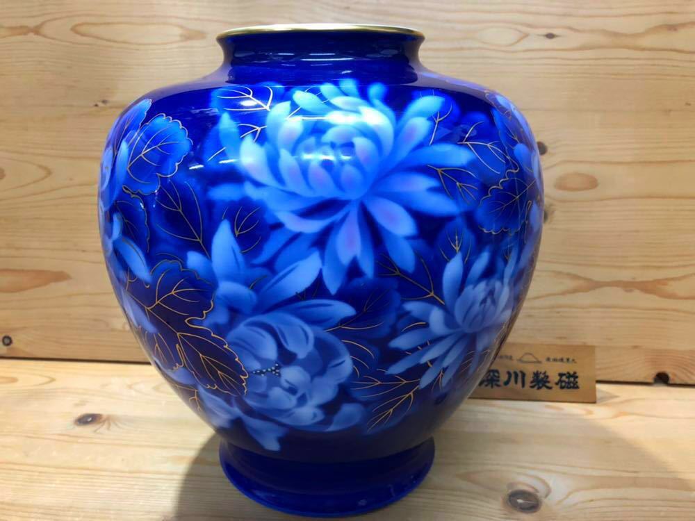 ヤフオク! - 新品 深川製磁/ルリ菊模様/8号/花生/花瓶/壷/1... ヤフオク! - 新品 深川製磁/ルリ菊模様/8号/花生/花瓶/壷/1...