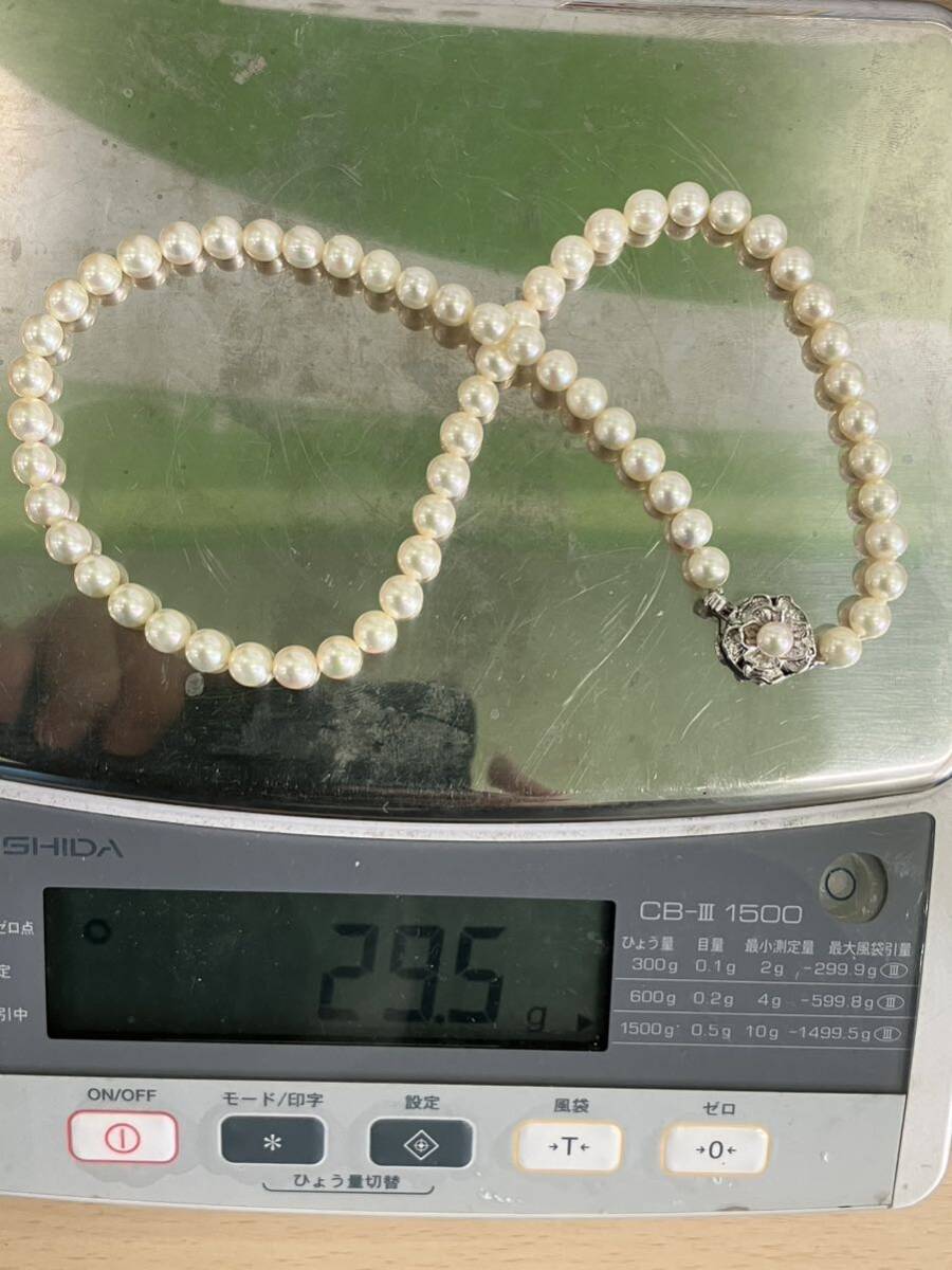 【E/05142】パールネックレス 真珠 SILVER刻印あり 総重量約29.5g ①_画像10