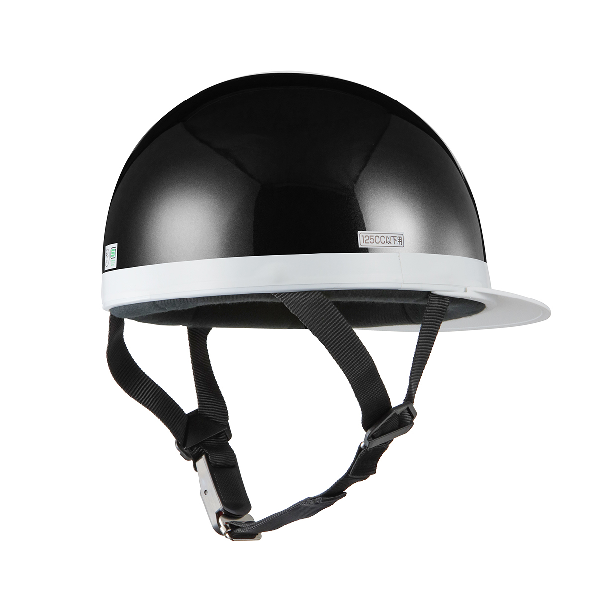 ヘルメット 半キャップ 白ツバ ブラック XLサイズ 半ヘル 新品 SG規格・PSCマーク取得 バイクパーツセンター_画像2