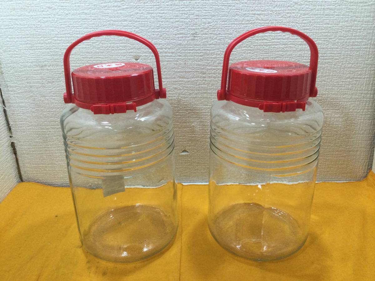 新品未使用 アデリア ADERIA 硝子 果実酒瓶 5L A型7号 2点 ガラス製 梅酒瓶 貯蔵びん 漬物 保存 容器 長期保管の画像3