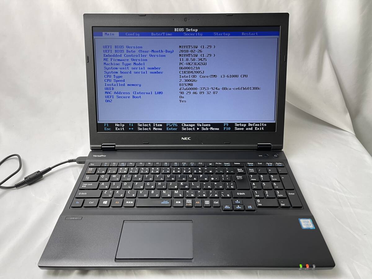 NEC VersaPro VX-U VK23LX-U［Intel Core i3-6100U @ 2.30GHz/メモリ8GB/HDD500GB/DVD/15.6型］ PC-VK23LXZGU【ジャンク】692_画像1