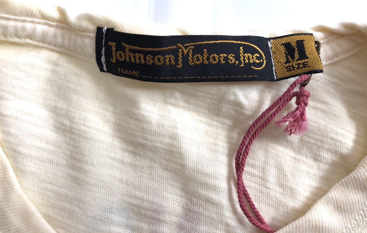 Johnson Motors ジョンソンモータース 半袖Tシャツ M レディース チビT 薄クリーム系 USA製_画像3