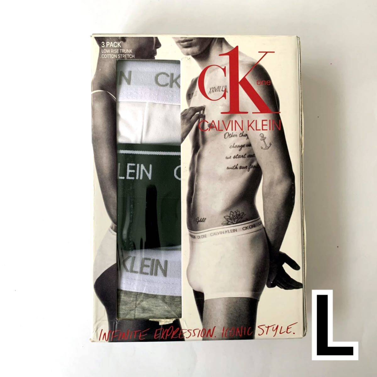 Calvin Klein ボクサーパンツ CK one Lサイズ 3枚セット ホワイト ブラック グレー 送料無料 最短発送 カルバンクライン メンズパンツ_画像1