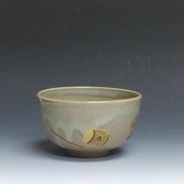 ◆◇ 茶道具 岩崎新定 淡海ぜぜ 陽炎園 膳所焼 色絵 まつり 茶碗 共箱 濃茶薄茶 茶会 お稽古◇◆dy11596-x_画像5