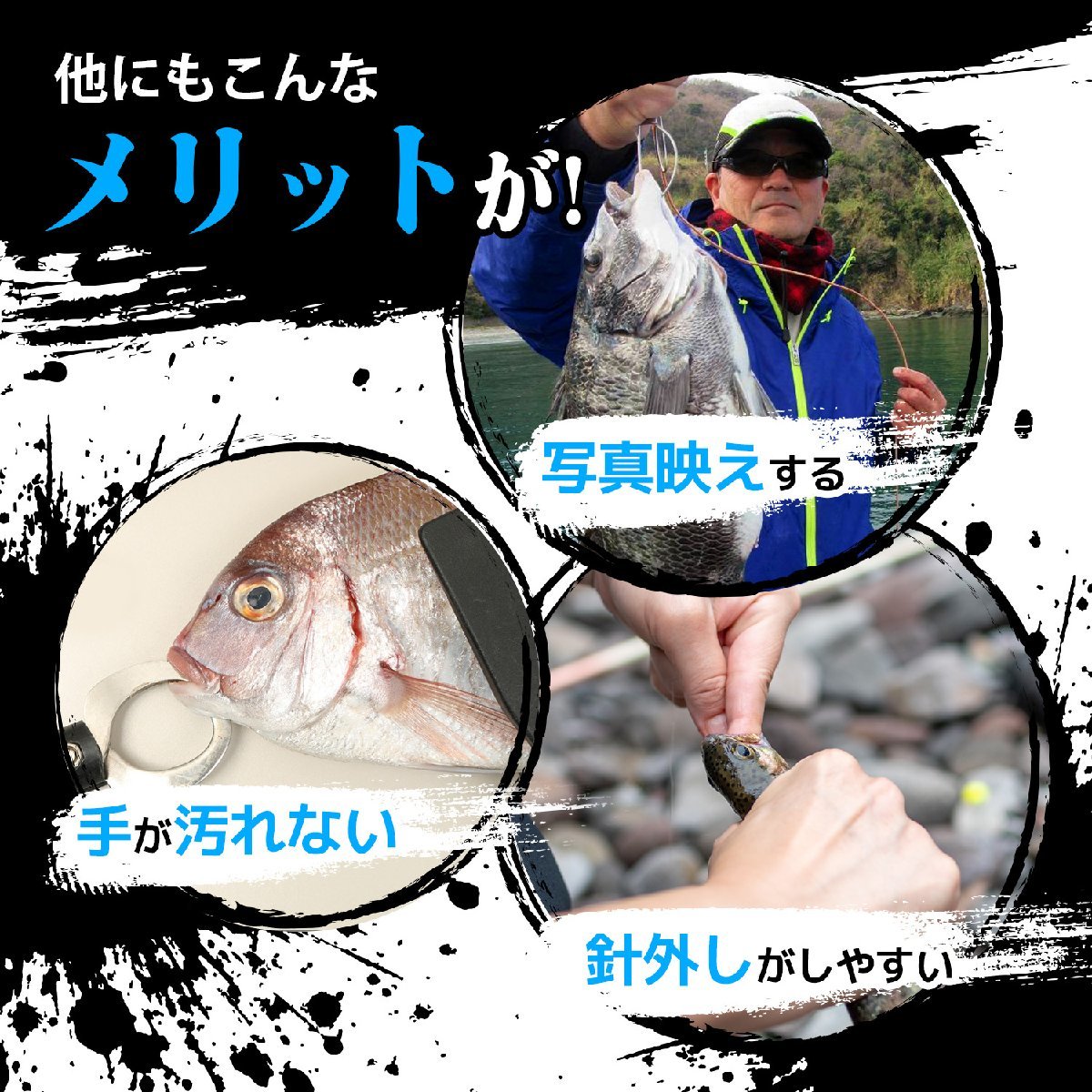 フィッシュ グリップ 30 kg 計り 付 キャッチャー プライヤー 魚 つかみ 掴み コード 釣り 大物 海 多機能 ツール ブラック 黒 1-_画像3