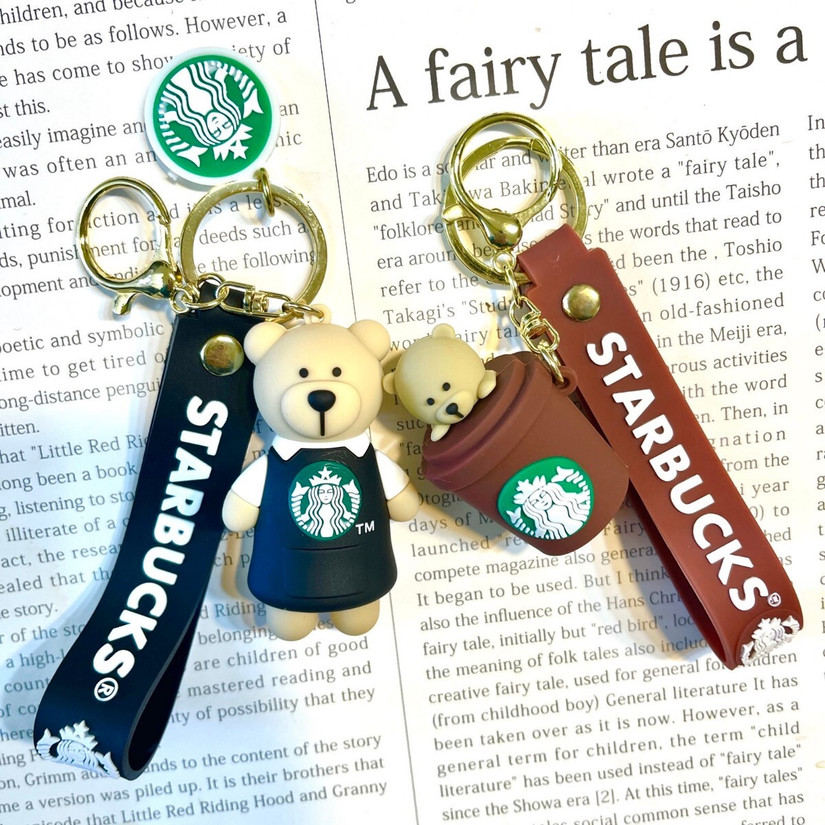 2個セット STARBUCKS スターバックス スタバ ベアリスタ キャップ タンブラー ベア キーホルダー キーリング 新品 日本未発売 フラペチーノ_画像3