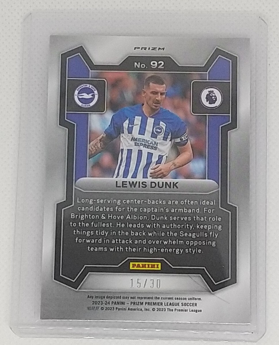 ルイス・ダンク ★2023-24 Panini Prizm Premier League Soccer Choice ★ 30枚限定 LEWIS DUNK_画像2