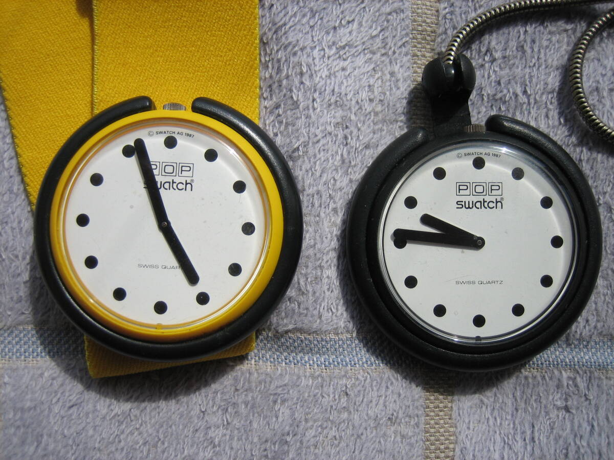アンティークウォッチ　スウォッチPOPの時計2本まとめて　腕時計＋懐中時計　中古品　swatch　約30年前の品です_画像2
