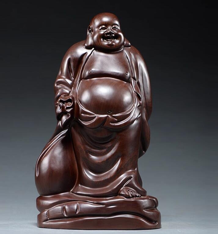 仏教美術 細密彫刻 38cm弥勒菩薩像 匠高技術 木彫 置物 黑檀木