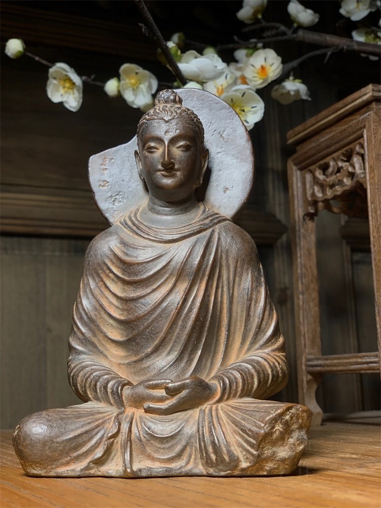 極細工 仏教古美術 仏像 ガンダーラ石仏 Gandhara ガンダーラ美術 石仏 仏像 装飾 置物 装飾 収蔵 コレクションsux001