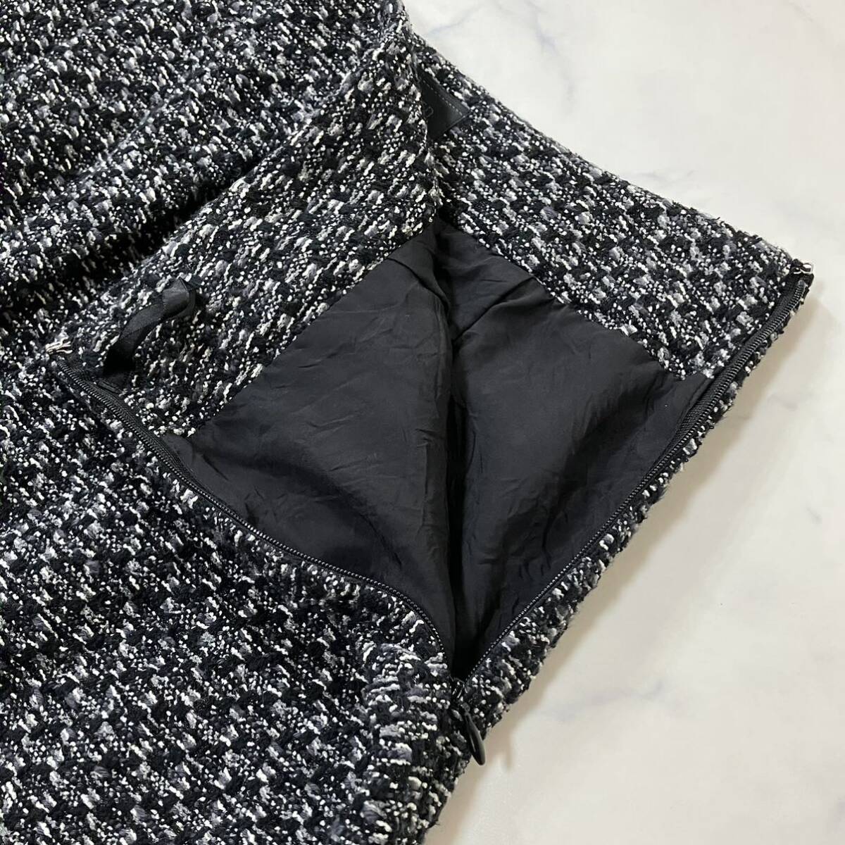 UNTITLED Untitled сделано в Японии твид tuck подкладка имеется Zip юбка до колена черный 2