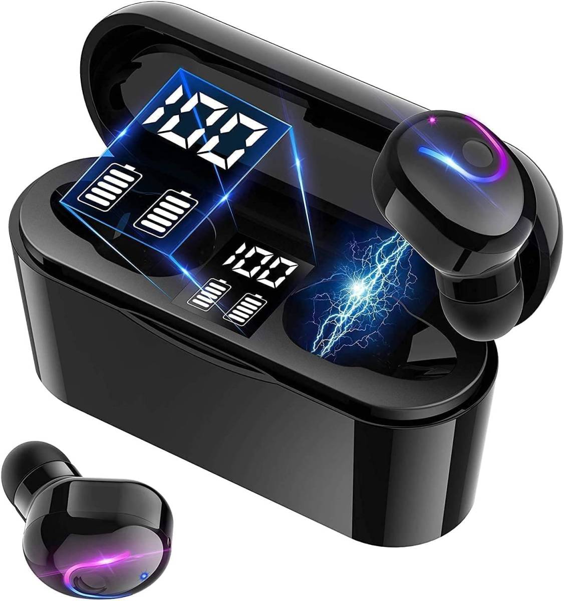 【最新Bluetooth5.0技術】 ワイヤレスイヤホン Bluetoothイヤホン 両耳 左右分離型 1200mAH 最大40時間音楽再生 瞬時接続 マイク内蔵 防水