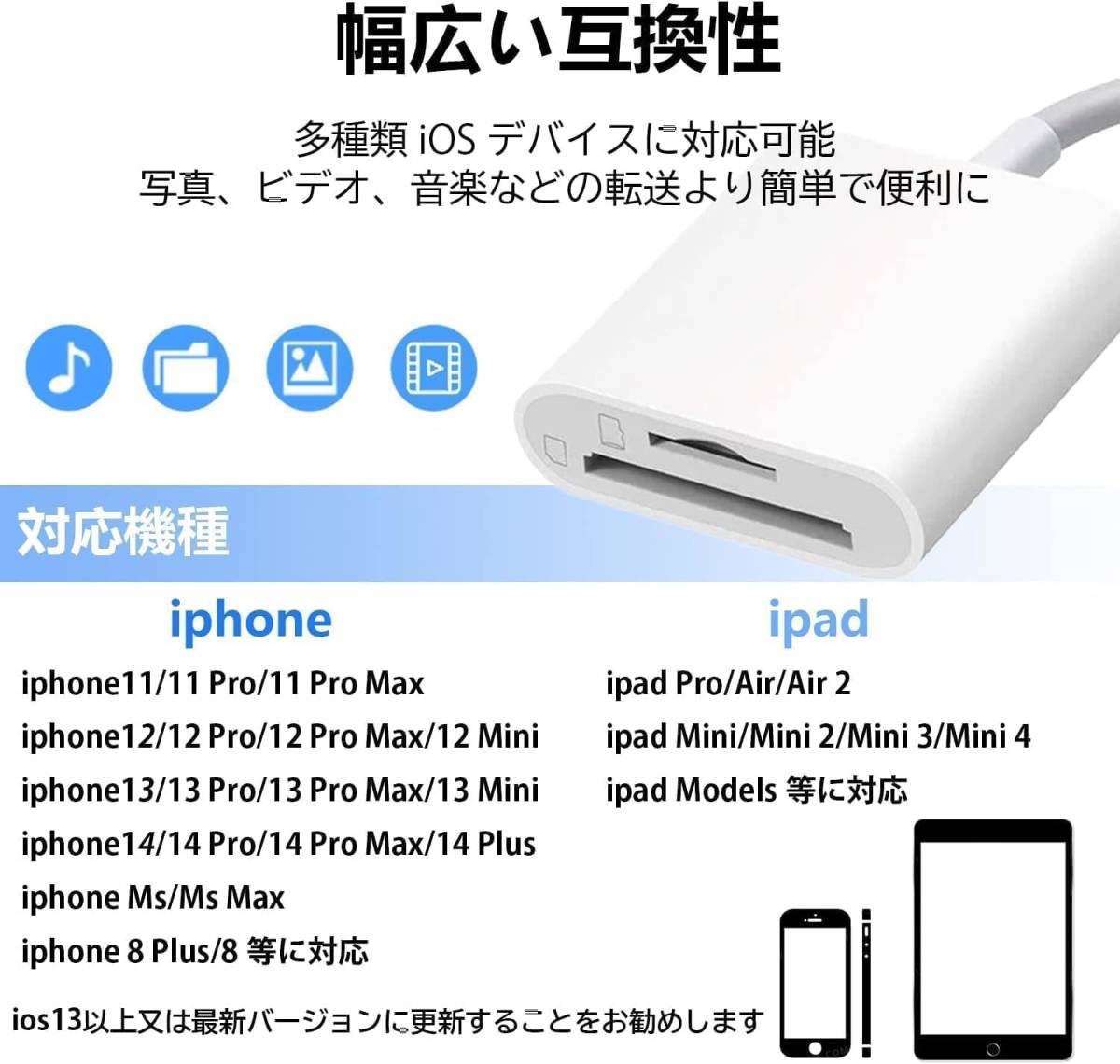 【最新MFi認証品】iPhone SDカードリーダー 2in1 Lightning SDカードカメラリーダー MicroSD/SDカード iPhone 転送 の画像7