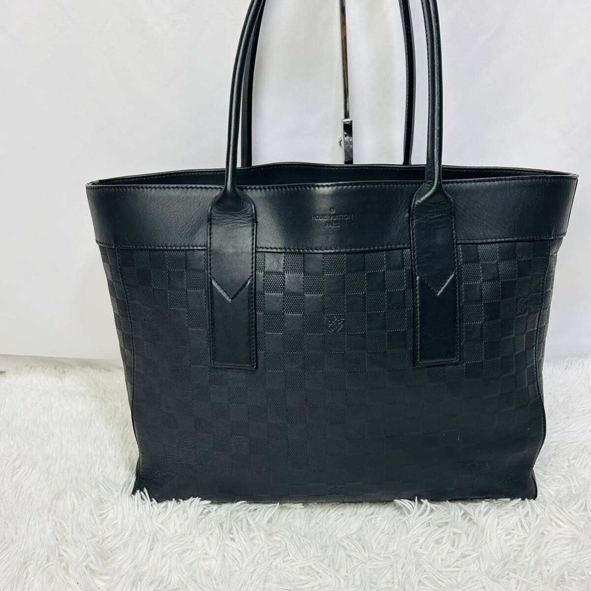 良品　1円　ルイヴィトン　LOUISVUITTON カバ ヴォワヤージュ ダミエアンフィニ トートバッグ　ハンドバッグ　レザー　ブラックA4_画像1