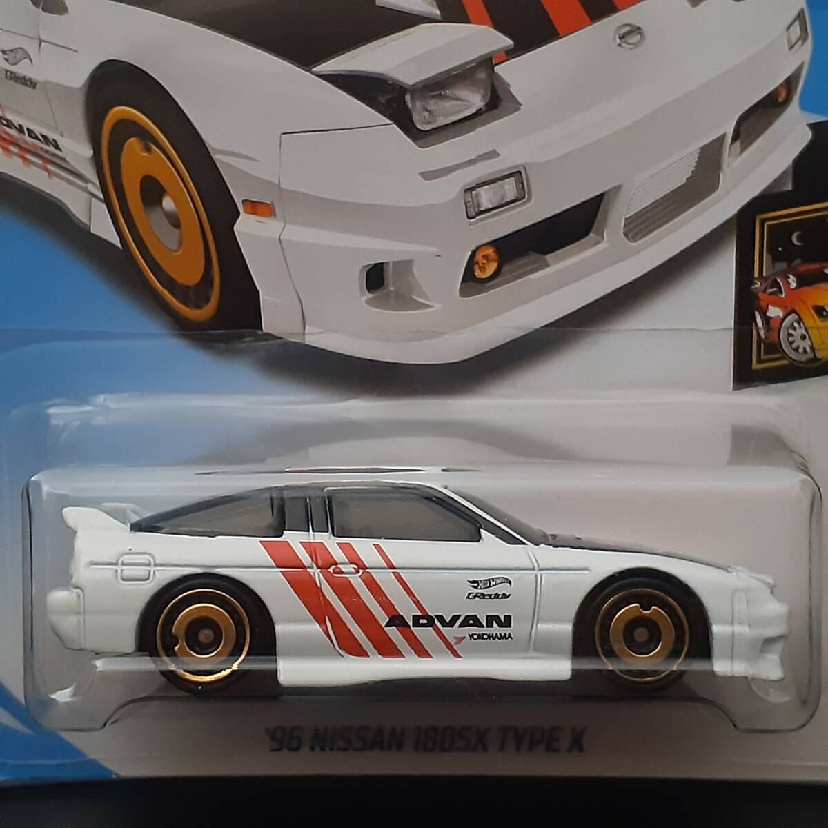 HOT WHeeLs NISSAN 180 SX TYPE X 96 ADVAN 白 日産 ワンエイティ ミニカー ドリフト 仕様 走り屋 半目 CUSTOM 旧車 ホットウィール_画像2