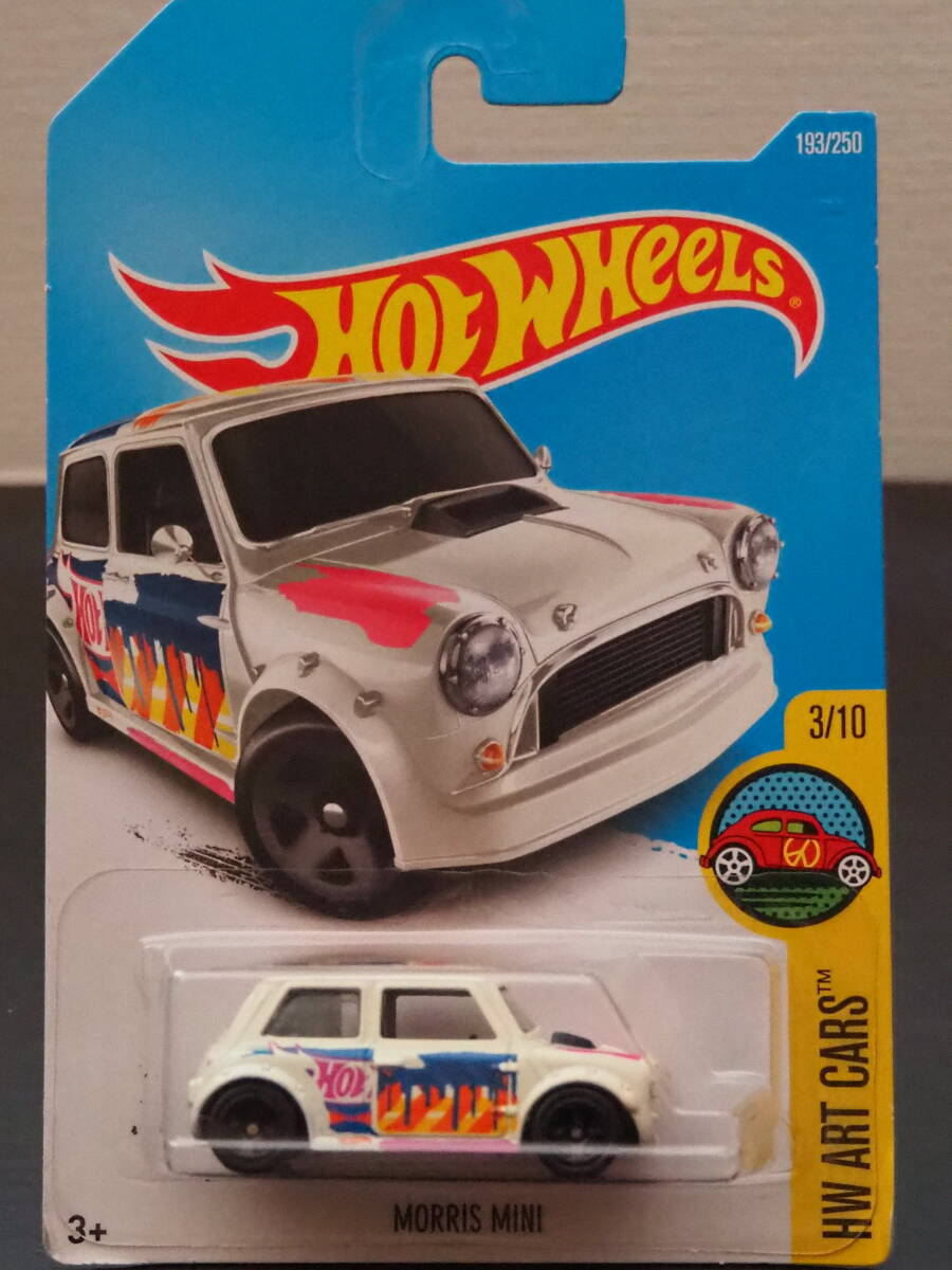 HOT WHeeLs MORRIS MINI 白 モーリス ミニ ミニカー POP ART ART WORK ART GRAPHIC アートグラフィック オーバーフェンダー ホットウィール_画像1