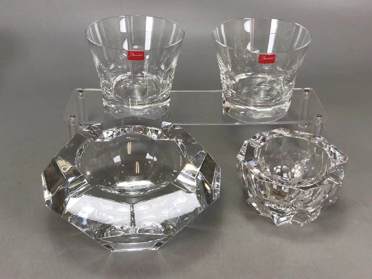 J0574Z7 Baccarat バカラ クリスタル ウイスキーグラス 2点 灰皿2点 酒器 酒道具 酒杯 盃 灰道具 火入 煙灰入 傷有りの画像2