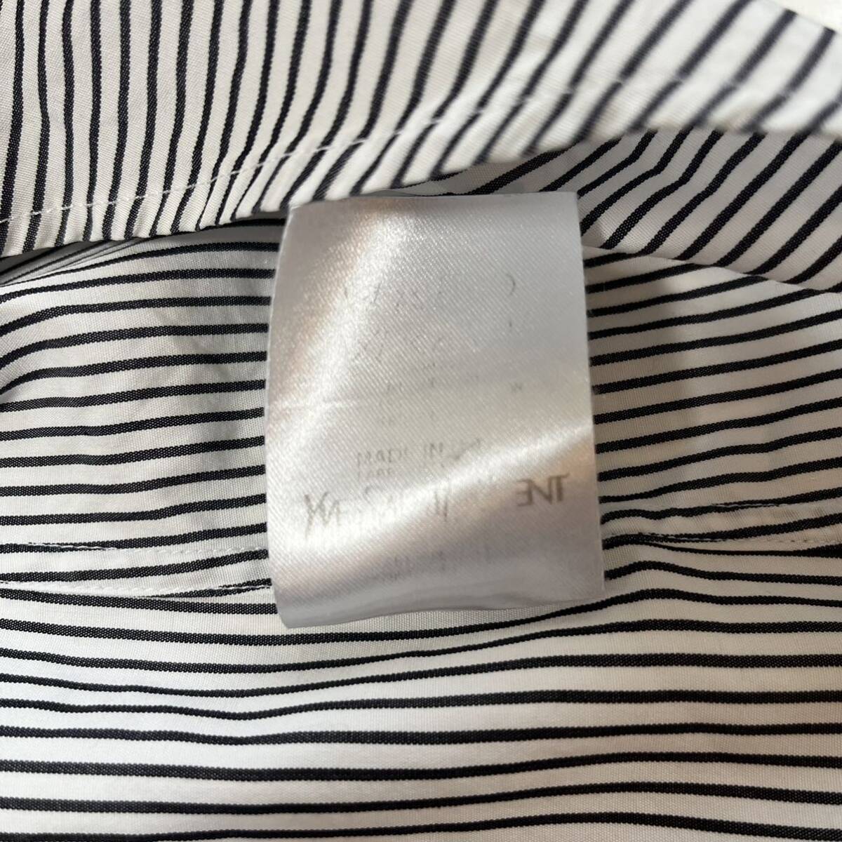 Yves Saint Laurent rive gauche stripe shirt イヴ・サンローラン リヴゴーシュ ストライプシャツ 白 グレー イタリア製 16 1/2の画像7