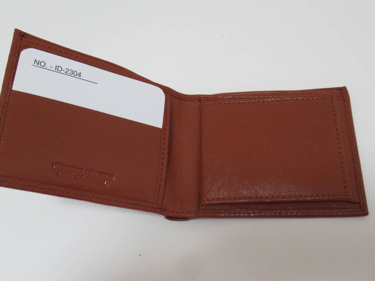 メンズ財布 紳士レザー 二つ折り財布 小銭入れあり 同色ステッチ入り メンズ本革二つ折り財布 キャメル s2304k_画像2