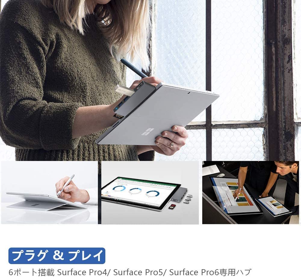 Microsoft Surface Pro 6 / Pro 5 専用 USB 3.0 ハブ 4K@30Hz HDMIポート_画像2