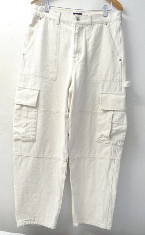 ◆H&M LOOSE FIT エイチアンドエム 高密度 生成り カーゴ ペインター　ワーク パンツ サイズ32×30 美_画像1