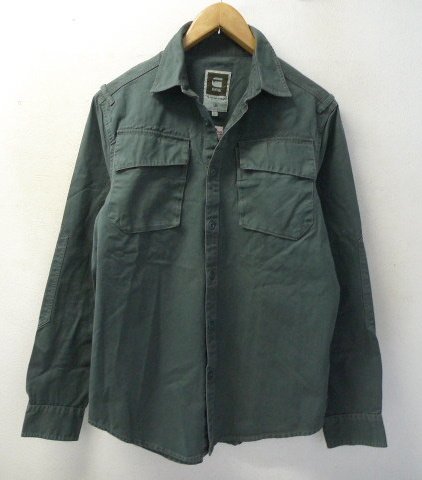 ◆国内正規　G-STAR RAW G スター 春物 FIELD SHIRT L/S ミリタリー ダブルフラップ ポケット付き シャツ カーキ サイズL 美_画像2