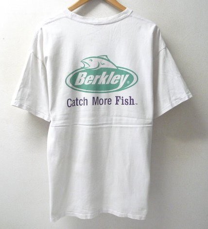 ◆RUSSEL ラッセル × Berkley バークレー ロゴ刺繍 ワッペン Tシャツ 白 サイズL バス釣り ブラックバス_画像4