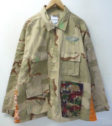 ◆rebear by Johnbull ジョンブル 美品　一点物 リメイク 軍物 US ARMY 迷彩＆バンダナ パッチワーク ミリタリー ジャケット サイズL_画像1