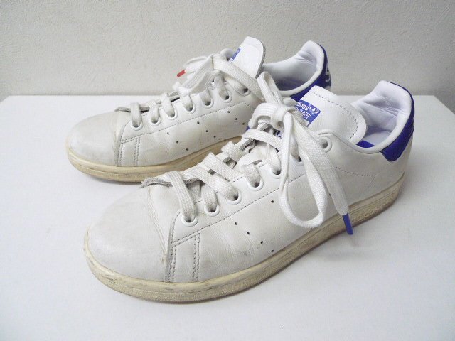 ◆adidas アディダス STANSMITH EG8356 スタンスミス レザー スニーカー 白×青 サイズ5.5 ホワイト系_画像1