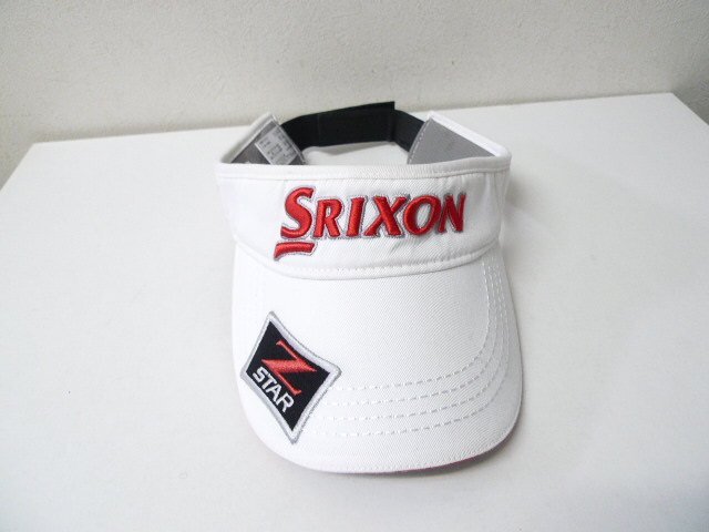*SRIXON Srixon Logo embroidery red character sun visor cap white size F white beautiful goods 
