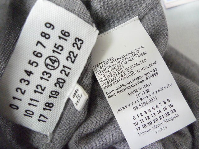 ◆国内正規 Maison Martin Margiela 14 マルタン マルジェラ 2013 カシミア 100 ニット グレー サイズS 美 セーターの画像4