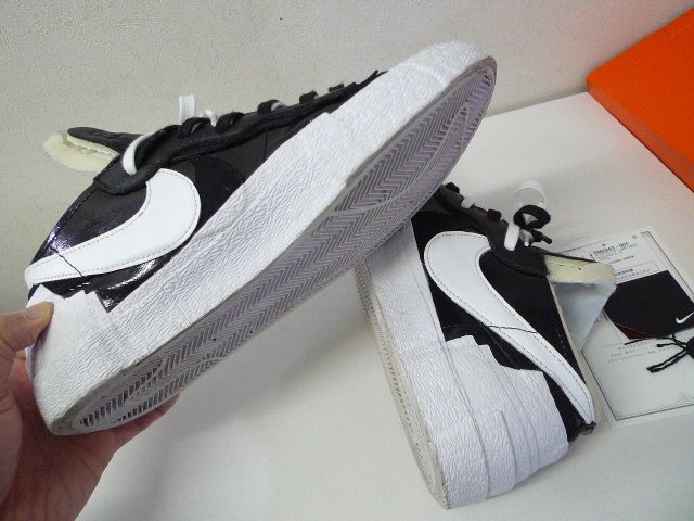 ◆国内正規 NIKE×sacai ナイキ×サカイ BLAZER LOW Black Patent Leather/ブレーザー ロー スニーカー 美 28.5cm DM6443-001サイズ10.5_画像6