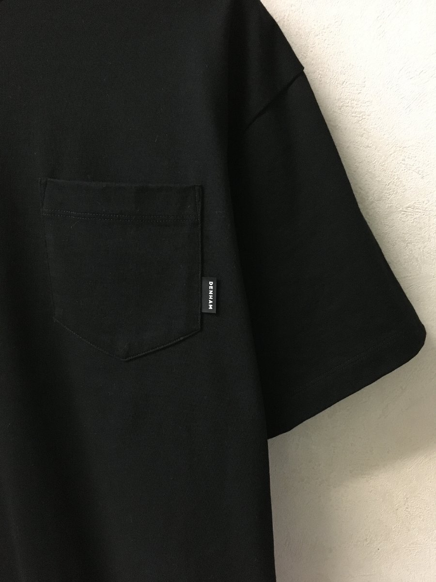 ◆DENHAM デンハム 日本製 スモールロゴ タブポケット付き Tシャツ 黒 サイズS 美品_画像2