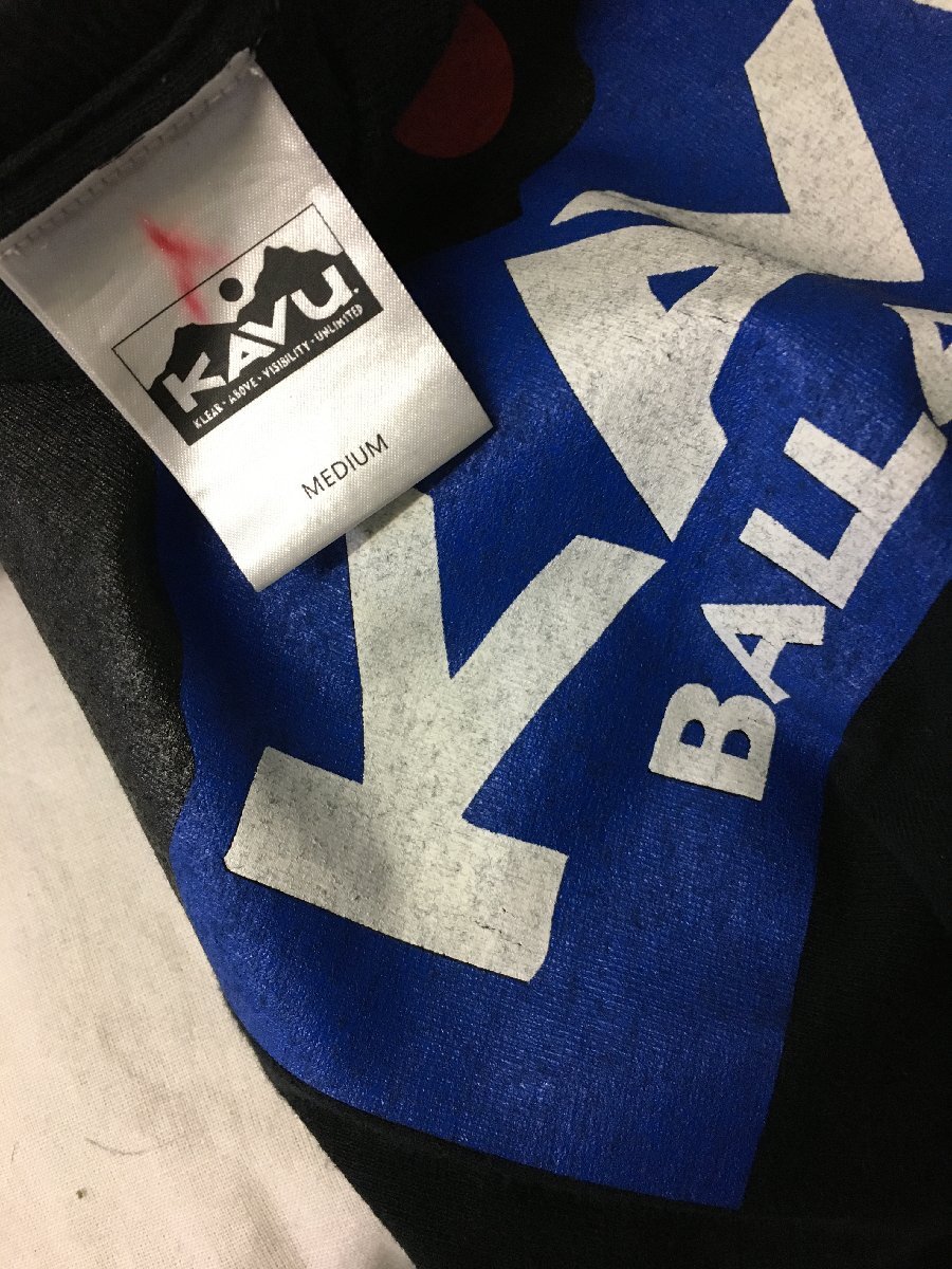 ◆KAVU カブー BIGロゴプリント クルーネック ロンT 長袖 Tシャツ 黒 サイズM_画像3