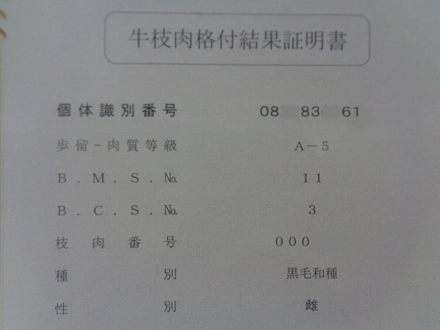 松永牛A５牝　超特すじ＆カッパ　３ｋｇ　②_画像8