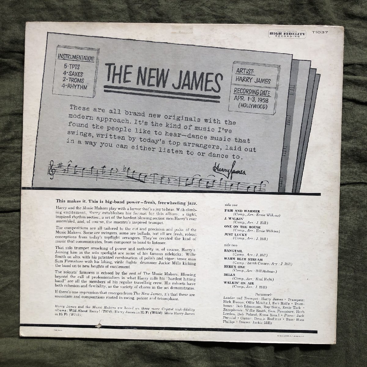 原信夫Collection 良盤 激レア 1958年 米国 本国オリジ盤 ハリー・ジェイムス Harry James And His Orchestra LPレコード The New James_画像2