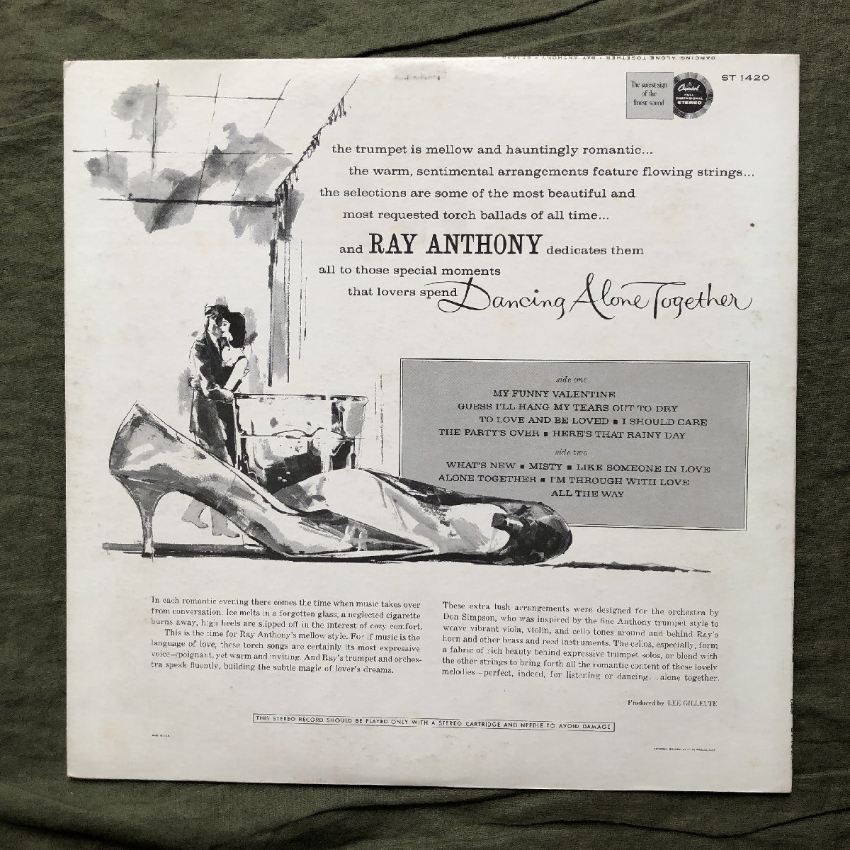 原信夫Collection 激レア 1960年 米国 本国オリジナルリリース盤 Ray Anthony & His Orchestra LPレコード Dancing Alone Togetherの画像2