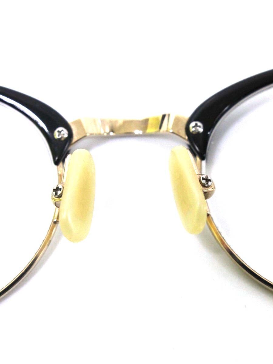 金子眼鏡 VINTAGE メガネ ブラック 無地 コンビフレーム ハーフリム（ナイロール） ブロー ヴィンテージ ITKPBU9GP1CIの画像4