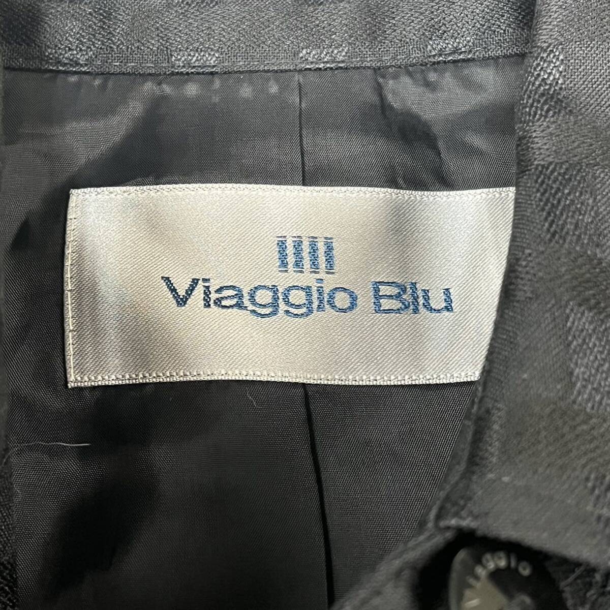 Viaggio Blu ビアッジョブルー アンサンブルセットアップ ワンピース ジャケット 総柄 ウール シルク 日本製 サイズ2 Lサイズ相当_画像9