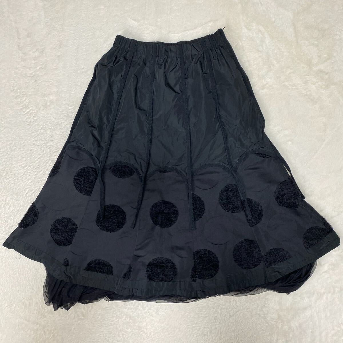 Le-Fluy レフルイ ロングスカート フレアスカート デザイン 刺繍 ドット柄 日本製 ミセス マダム 婦人 Mサイズ_画像1