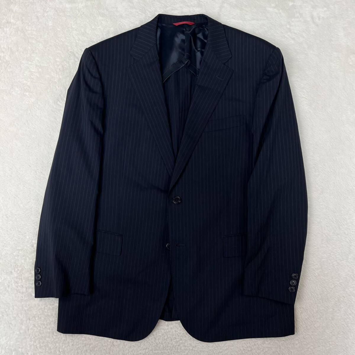 KANSAIYAMAMOTO カンサイヤマモト 上下セットアップスーツ 紳士服 ストライプスーツ ビジネス 入学式 紳士服 ウール 大きいサイズ BE7_画像2
