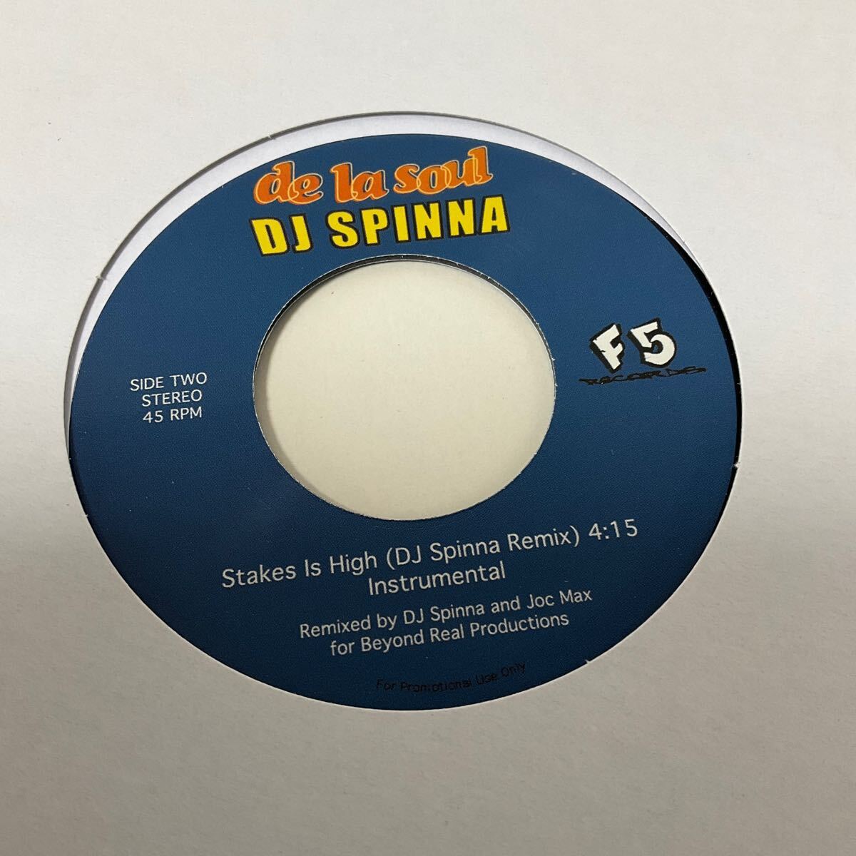 未使用 / RAP45 / De La Soul / Stakes Is High (Dj Spinna Remix) / 7inch レコード / EP / HIP HOP_画像2