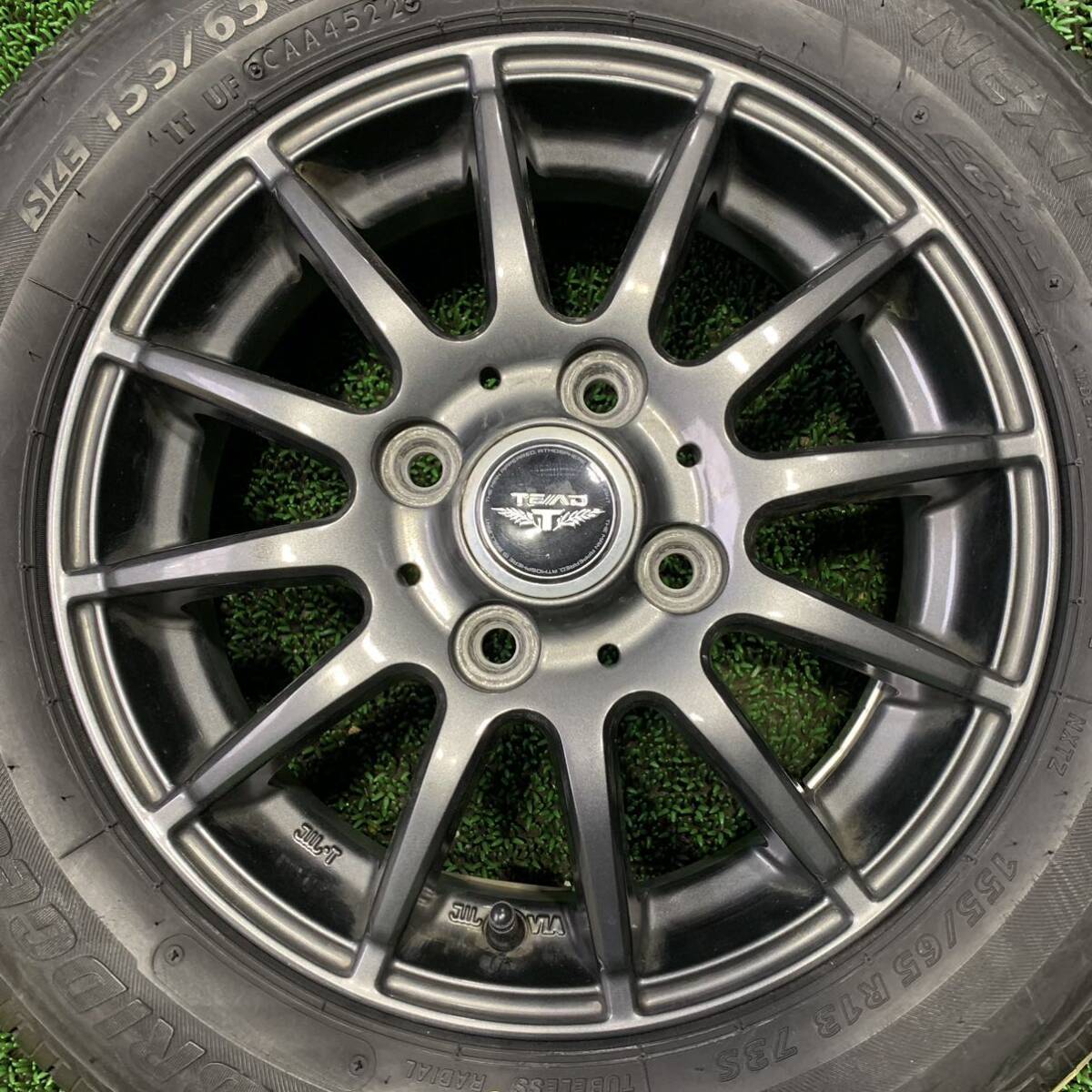 AE532-403 ★新品★ブリヂストンNEXTRY 155/65R13 73S 社外ホイール TEAD 13x4.00B +45 PCD100 4穴 【4本】 ココア ラパン 等 1円スタート_画像2