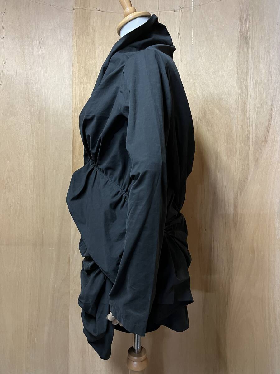 美品 ヨウジヤマモト ファムYohji Yamamoto FEMME ドレープデザイン モールスキン ギャザーワンピース ジャケット カーキ サイズ1_画像2