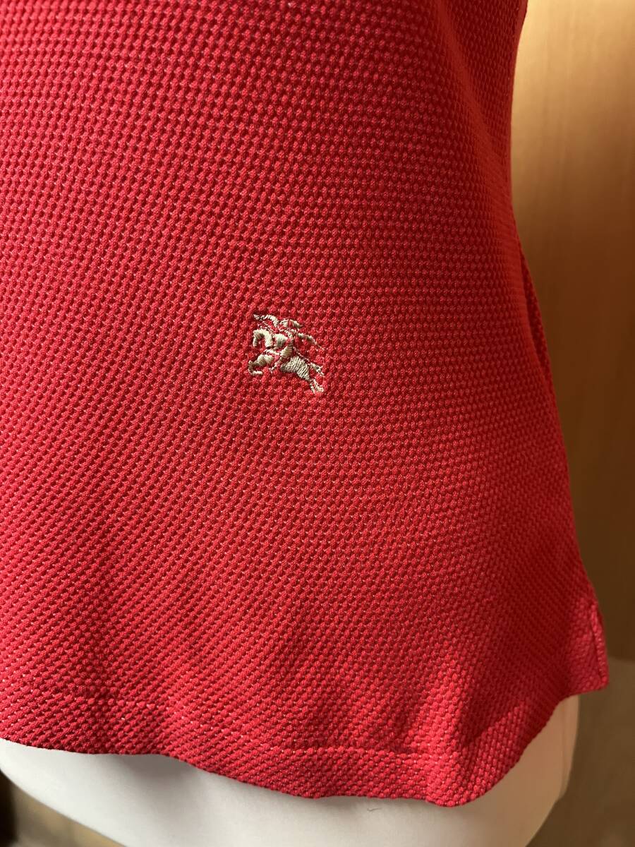 綺麗 BURBERRY GOLF バーバリー ゴルフ 通気性◎ 長袖 ホース刺繍 ポロシャツ 赤 サイズM_画像5