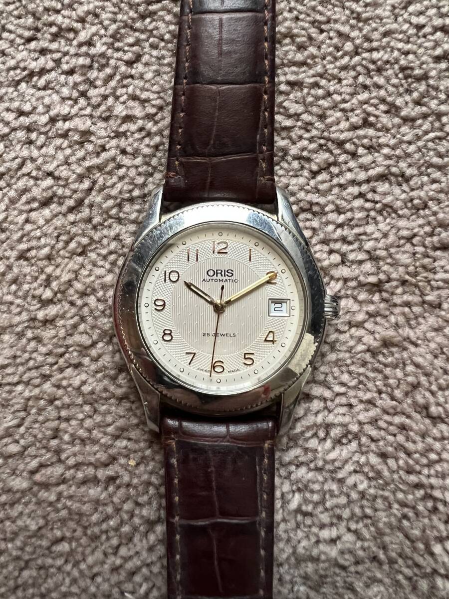 【中古・動作品】ORIS 7452 ビンテージ 自動巻 機械式 スイス製 時計 裏スケルトン サファイアガラス ケース径37mmの画像1