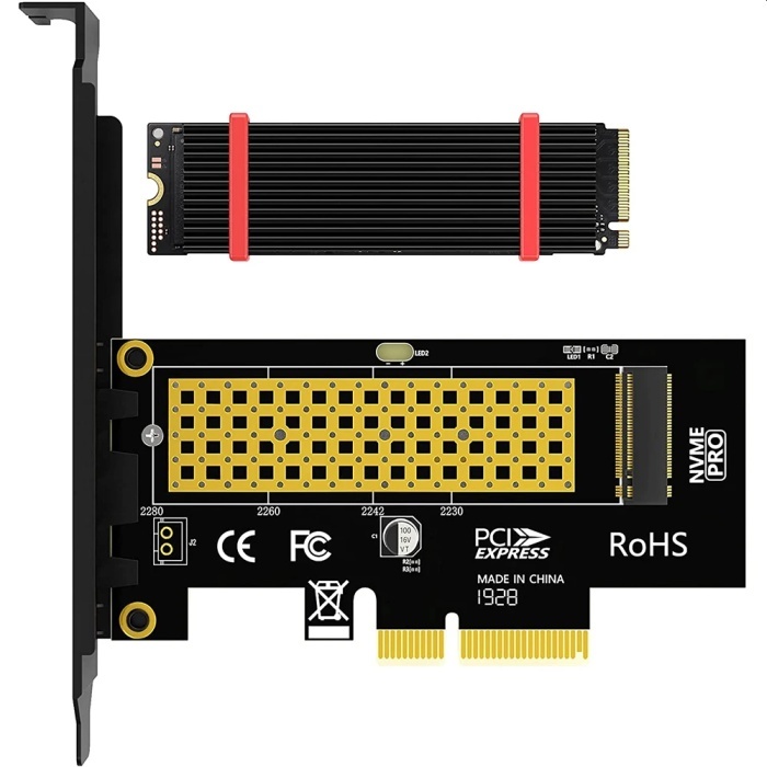 M.2 NVMe to PCI-e 変換アダプタ 拡張カード M.2 NVMe SSDからPCIe 3.0/4.0 PCIe×4 [ヒートシンク/サーマルパッド/取付用ネジ付属]【E8】の画像4