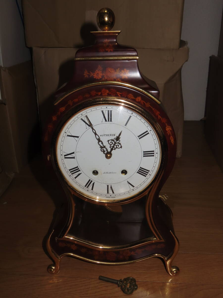BUCHERER ブッフェラー スイス製 ゼンマイ 振り子 時計 置時計 掛け時計 アンティーク_画像1